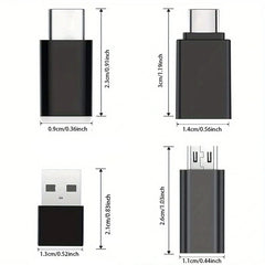 8pcs USB to USB C Adapter, USB Type C Female to USB Adapter, Micro USB to USB C Female Male Converter Connector, for Laptop Car