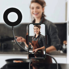 Universal Flexible Mobile Phone Holder with Selfie Ring Light Office Lazy Bracket Desk Lamp LED Light for Live Stream Fill Light