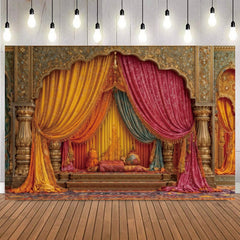 Indian Marigold Curtain Photography Background Puja Ganpati Pooja Traditional Wedding Birthday Party Home Decor Photo Backdrop