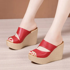 11cm Extreme High Heels Women Chunky Wedges Shoes for Wedding Office Model 2025 Summer Platform Slides Small Size 32-43