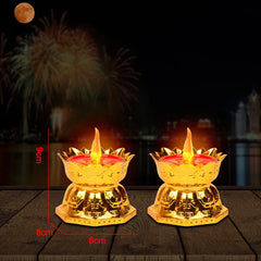 Pair Electric Thailand Candle & Candlestick 2AAA RICH Wealth Eternal Lamp Butter lamp For Buddhism Festival  Chinese New Year Home Decor