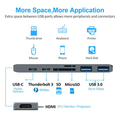 USB 3.1 Type-C Hub to HDMI Adapter 4K Thunderbolt 3 USB C Hub 3.0 TF SD Reader Slot PD For MacBook Air Pro M3 M2 M1 Chip