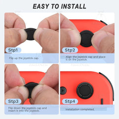 Joycon Joystick Replacement Cap for Switch/Switch Lite/Switch OLED Premium Thumb Grip Non-Slip Silicone Protective Cover - Black