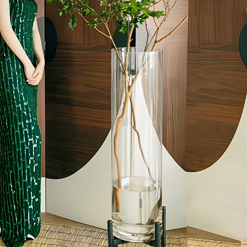 Extra Large Floor Glass Vase 50cm 60cm 80cm High Home Decor Living Room Decorations Standing Flower Vase Chinese Style