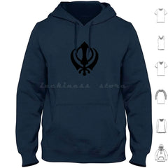Khanda Hoodie Cotton Long Sleeve Khanda Sikhi Sikh Sikhism Religion Religious Punjab Punjabi Singh Kaur Sikh Symbol