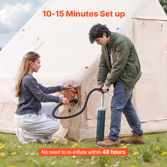 SucceBuy Inflatable Tents for Camp Easy Setup Blow up Tent with Hand Pump 300D Oxford Tent with Stove Jack Storage Bag Included