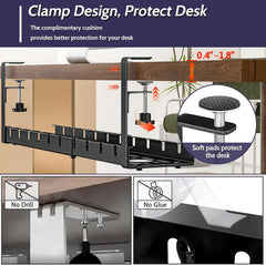 Metal under desk cable tray for organising computer wires