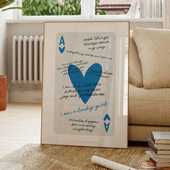 1pcs Ace Card Positive Sayings Print Fashion Canvas Wall Art Canvas Print Aesthetic Decor Vintage Bedroom Cute Poster  wall art