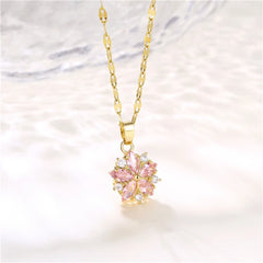 New In Light Luxury Zircon Crystal Stainless Steel Necklace Korean Fashion Sweet Sexy Female Clavicle Chain Jewelry