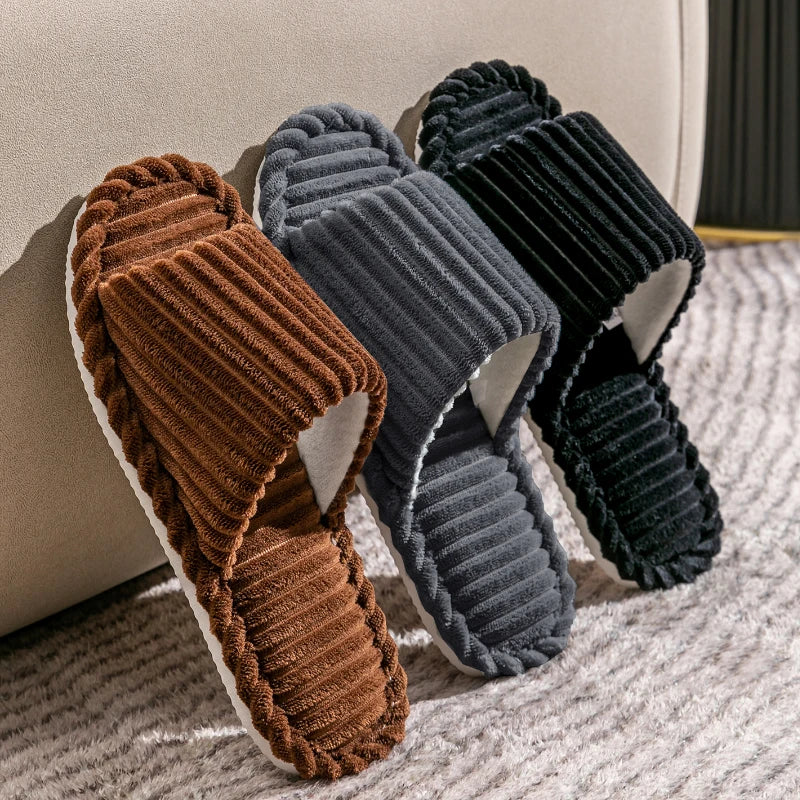 Men’s Open Toe Slippers Anti-Slip Indoor Home Shoes