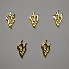 Hebrew Letter Shin for Mezuzah Metal Shin Yellow Gold small Shin Design Mezuza Shin for Israel Judaism