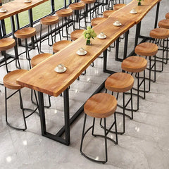Nordic Home Solid Wood Bar Stools Front Desk Coffee Leisure Chair Iron Art High Bar Stools for Kitchen Stylish and Sturdy Kitchen & Dining Furniture