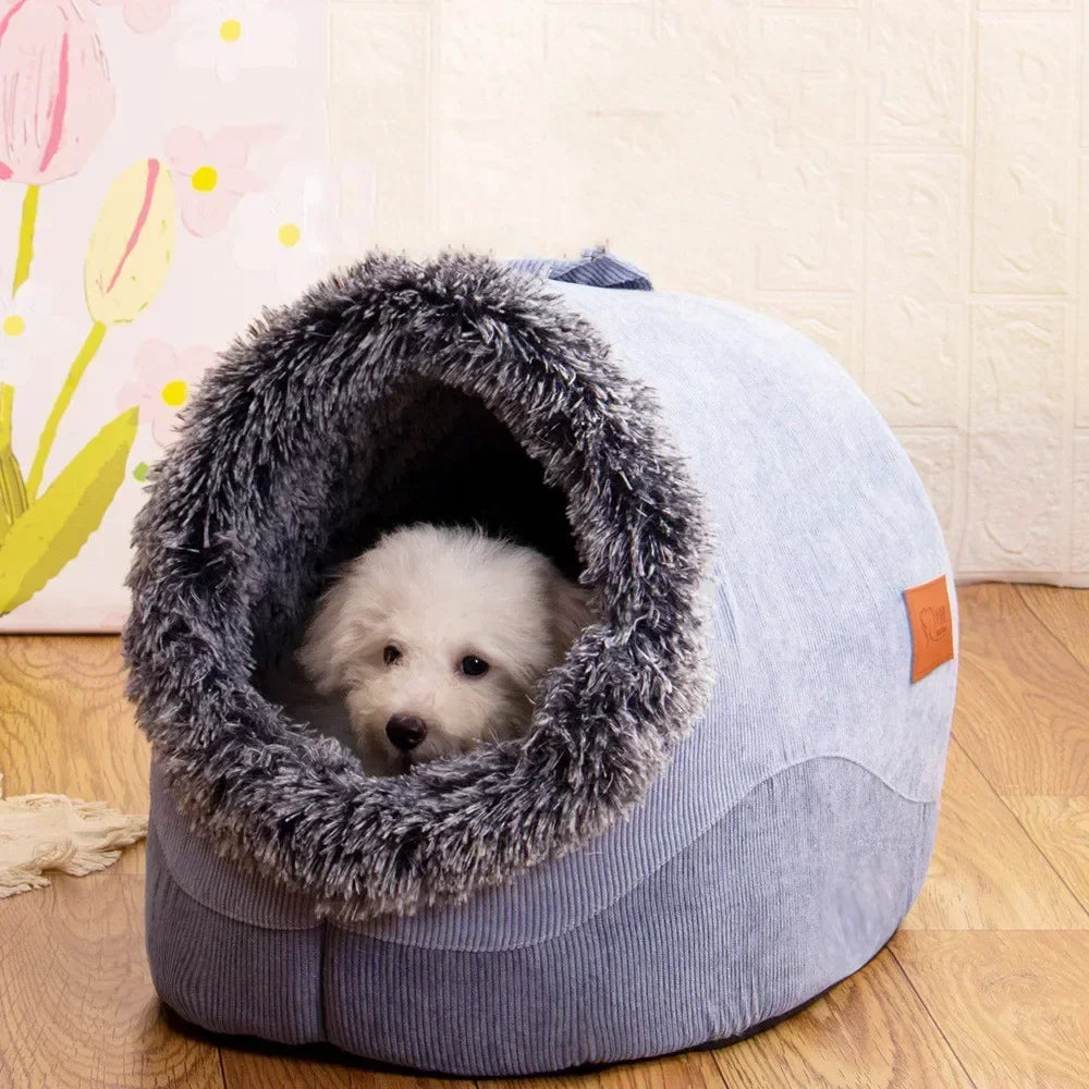 Dog/Cat  Kennel Comfortable Fall and Winter Striped Long Hair Portable Nest Warm Thickened Pet Kennel Pet Kennel Anti-scratch Pet Shop