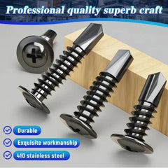 200/50PCS Black Stainless Steel Self-tapping Screws Round Flat Head Drill-Tap Screw Cross Phillips Fasteners Hardware 13/19/25mm