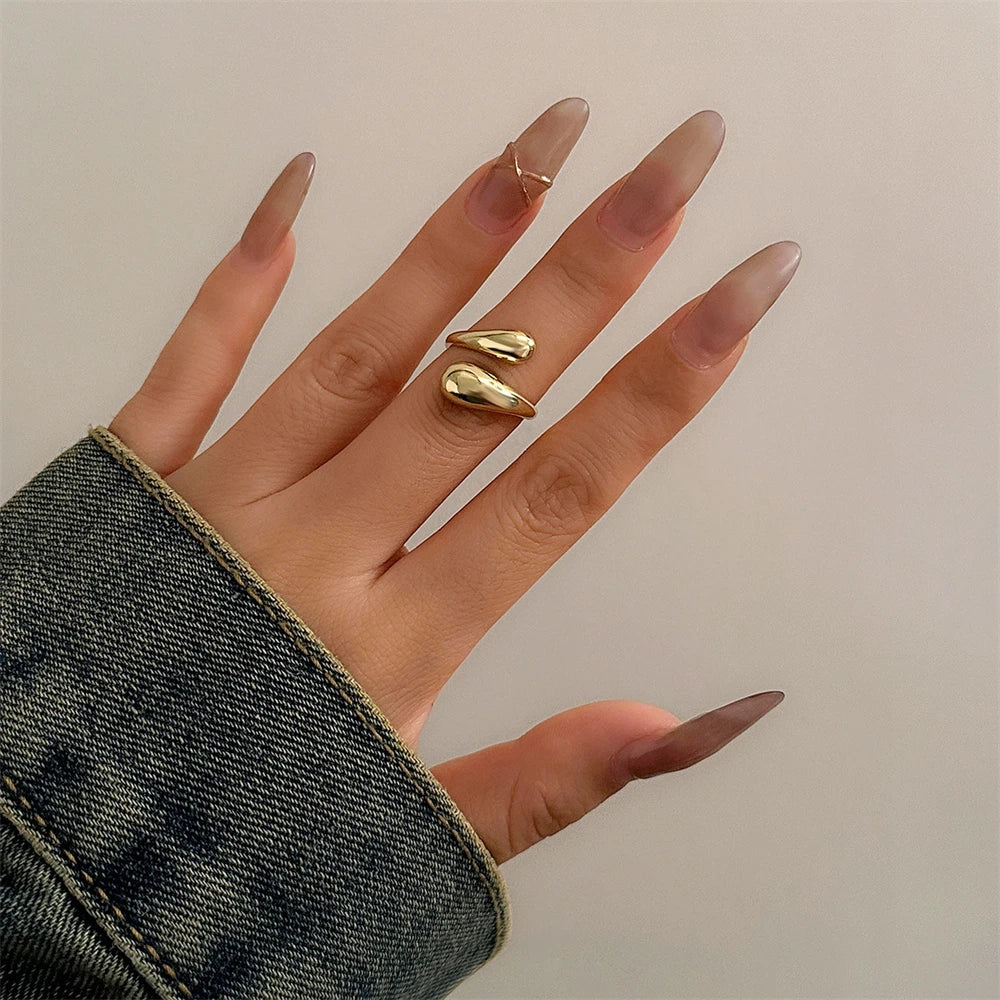 Chunky Waterdrop Open Cuff Bangle – Gold & Silver Bracelet