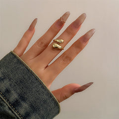 Chunky Waterdrop Open Cuff Bangle – Gold & Silver Bracelet