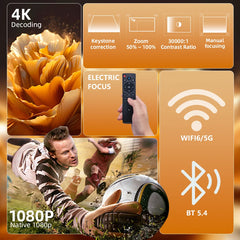 XBJ Smart Touch Screen Portable Projector Support 4K Wifi 6 Bluetooth Auto Focus Compatible with phone/ TVStick/pc/IndoorOutdoor