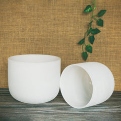 KVKA 10"E 8"G 6"B 432hz 440hz Frosted Quartz Crystal Singing Bowl Chakra Set of 3 pcs for Yoga Sound Healing Musical Meditation