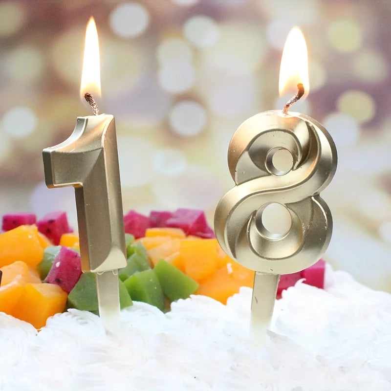 Creative Gold Diamond Number Candle Large 3D Birthday Cake Topper Decoration Party Supplies Anniversary Celebration Age Candle