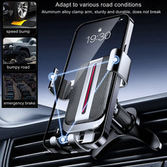 New Upgraded Car Air Vent Phone Holder,Gravity Automatic Lock Car Phone Holder, Aluminum Alloy Vertical Rotation Car Mount