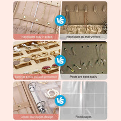 Jewelry Travel Organizer Case for Home Jewelry Organizer Storage Ring Binder Clear Bags Zipper Rolls Pouch for Necklaces，Rings