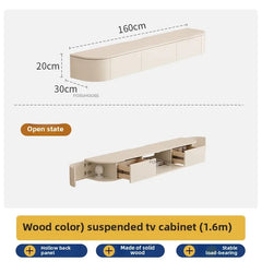 Solid Wood Suspended TV Stand Creative Wall-mounted Storage TV Cabinet Living Room Furniture Home Designer Center Table h