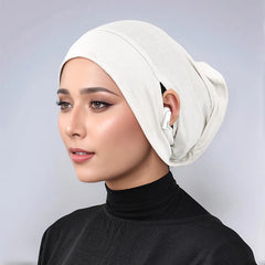 Jersey Cotton Muslim Women Under Hijab Cap With Ear Hole Inner Hijab Cap Round Forehead Underscarf Bonnet Femme Musulman