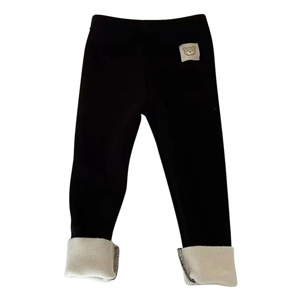 Korean Autumn Winter Children's Fleece-lined One-piece Pants Warm Baby Cartoon Elastic Ankle Length Trousers for Boys Girls