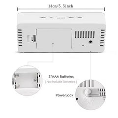 White LED Mirror Digital Alarm Clock – USB Desk Night Light