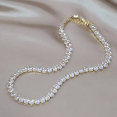 Korean Zircon Inlaid Copper Necklace Luxury Party Jewelry