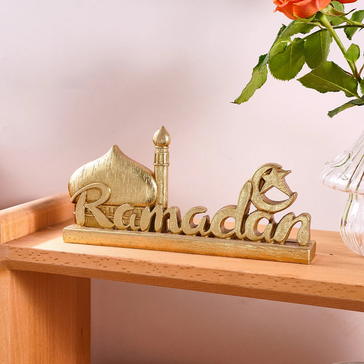 1PC, resin-made antique gold and silver Islamic ramadan decorative item, suitable for gift-giving during Ramadan and Eid al-Adha