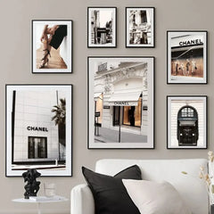 Luxury Store Street Landscape Canvas Wall Art – Nordic Living Room Decor
