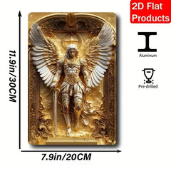 1pc 8x12" Vintage Aluminum Wall Art - Guadalupe Virgin Mary Retro Spanish Plaque, Golden Halo & Stars, Bohemian Style for Home