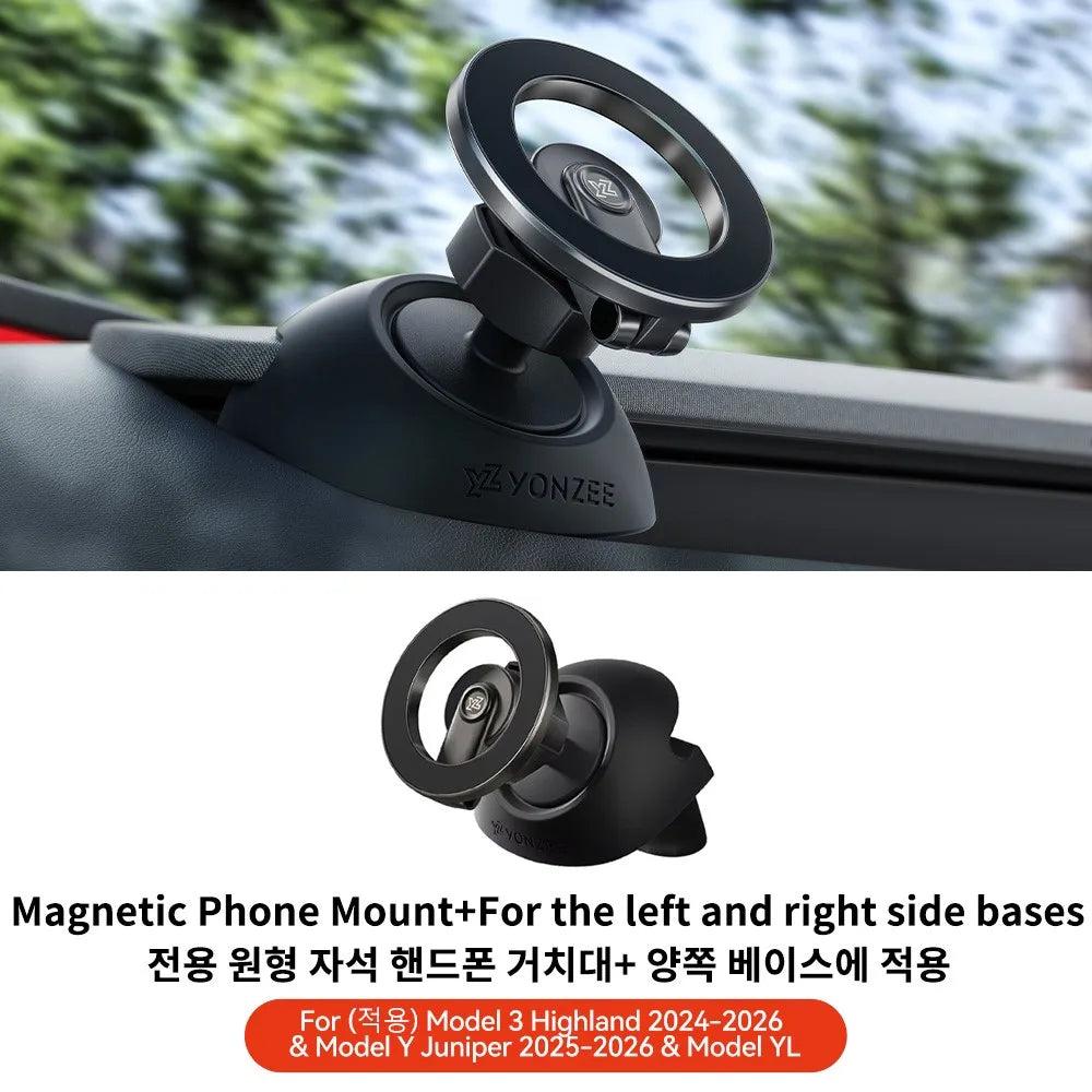 YZ For Tesla Model 3 Y/YL Highland Juniper Magnetic Car Phone Holder 360 Degree Rotation Metal Car Mount for All  Phones