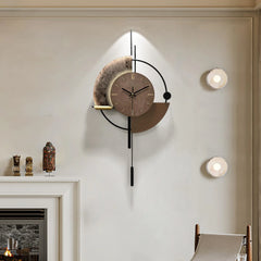 Modern Art Large Wall Clock With Pendulum Creative Voice-Activated Glow Silent Clocks Living Room Kitchen Office Room Decor Gift