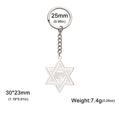 Lucktune Star Of David Hanukkah Menorah Keychain Stainless Steel Hexagram Candlestic Jewish Keyring Women Amulets Jewelry Gifts