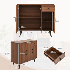 GOFLAME Buffet Cabinet Kitchen Cabinet Modern Storage Cabinet w/Pull-out Drawer Kitchen & Dining Furniture