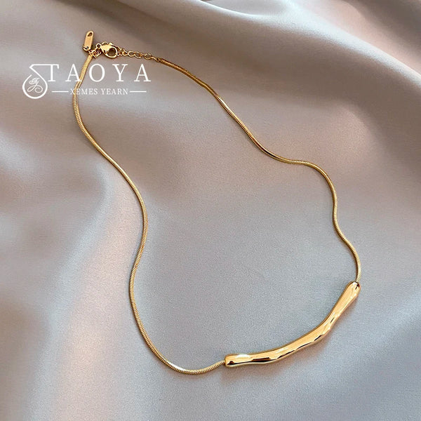 European and American Fashion Simple Stainless steel Gold Color Chain Fashion Short Necklaces Jewelry