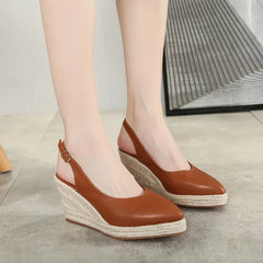 Summer High Heels Sandals Women Heeled Shoes Pointed toe Brand Ladies Party Women Wedges Sandals 8cm Plus Size 42 DX334