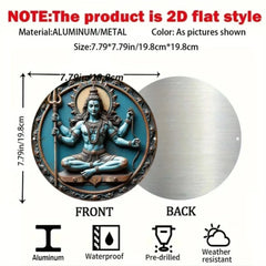 Oriental Mystic Indian Three-Handed Statue - Circular Metal Decor, Exquisite Wall & Tabletop Ornament