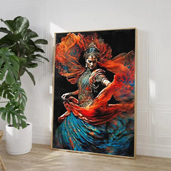 Indian Woman Folk Dance Poster Ethnic Girls Canvas Painting Print Wall Art Pictures for Living Room Home Decor Cuadros