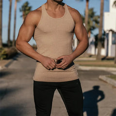 2025 Summer men Vest stripe gym Tank top Men Fitness sleeveless shirt Male Exercise Sports vest Undershirt Bodybuilding clothing