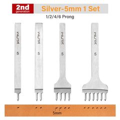 WUTA 1Set 4pcs Basic Leather Chisel Tool Diamond Pricking Iron Hole Punch Stitching Leather Craft tools 3/4/5/6mm 1-2-4-6 teeth