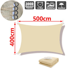 Outdoor Shade Sail, 300D Polyester Waterproof UV-Proof Awning, Sunshine Canopy for Terrace, Carport, Backyard, Garden, etc
