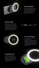 Fotorgear Mini Selfie Ring Light Magnetic Phone Fill Light for iPhone Xiaomi 14 Ultra for Live Photography Selfies