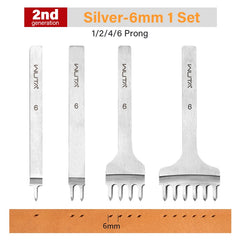 WUTA 1Set 4pcs Basic Leather Chisel Tool Diamond Pricking Iron Hole Punch Stitching Leather Craft tools 3/4/5/6mm 1-2-4-6 teeth