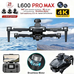 2026 4K Professional HD Dual Camera New L600 PRO MAX GPS Drone 5KM 3-Axis Gimbal 360 Obstacle Avoidance Brushless Quadcopter Toy