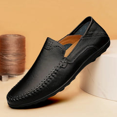 CLOHOO Men's Business Casual Shoes Leather Stitching Comfortable Breathable Rubber Bottom Second Layer Cowhide