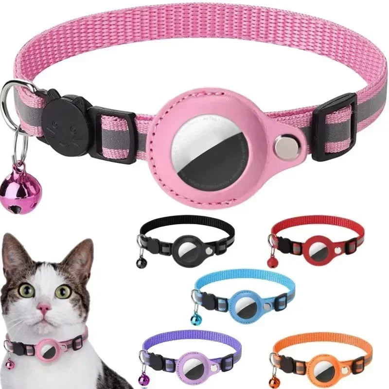 Anti-Lost Cat Collar for Airtag GPS Tracker Protective Case With Bell Reflective Cats Accessories Pet Products