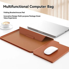 13-14/15-16 Inch Laptop Sleeve Holder Automatic Closing Multifunction Carrying Pouch with Stand Leather for Macbook Air
